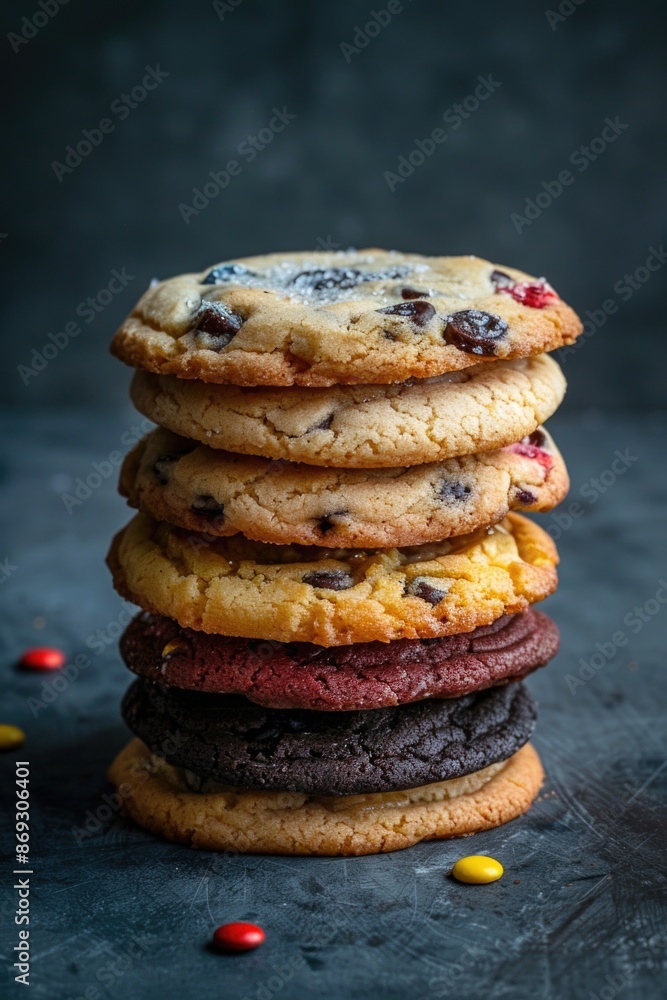 Poster A picture of multiple cookies stacked on top of each other