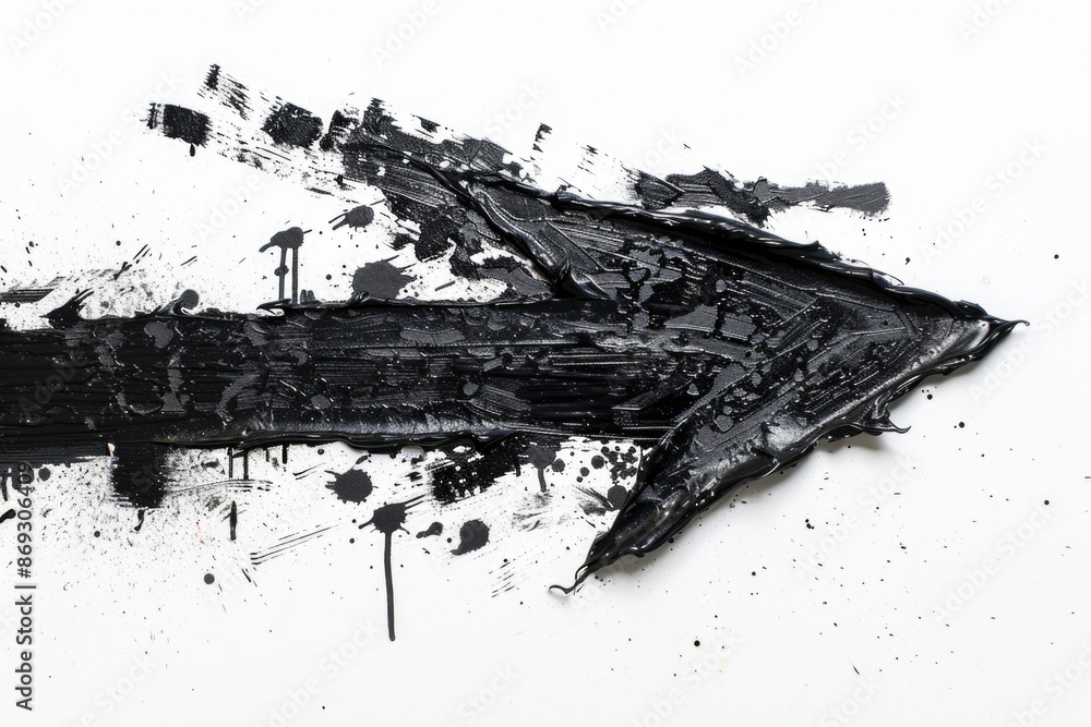 Poster a simple arrow made with black paint on a white background, perfect for adding to presentations, des