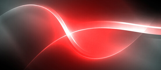 Neon glowing circle rays, light round lines in the dark, planet style neon wave lines. Energetic electric concept design for wallpaper, banner, background