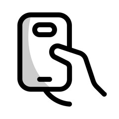 holding phone icon with shady style, perfect for user interface projects