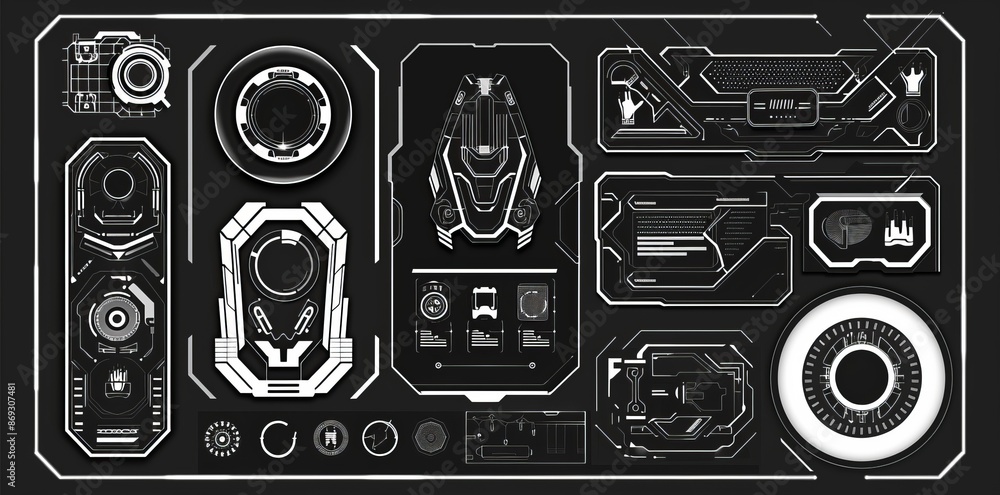 Poster virtual reality technology dashboard display. user interface set. statistics, data information infog