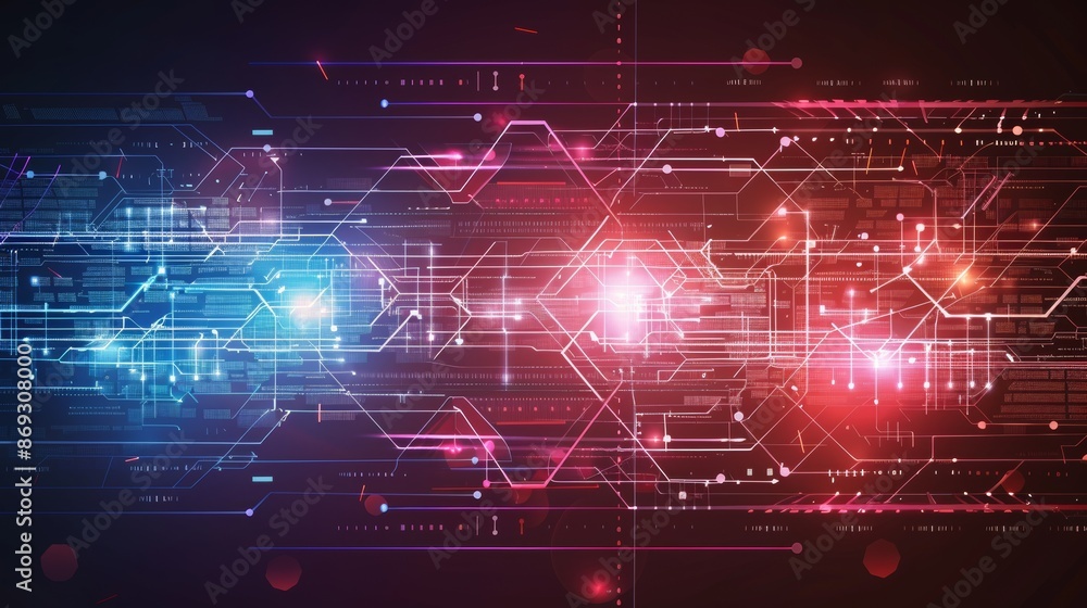 Poster the background is composed of abstract lines of technology with a smart and futuristic, intelligent 