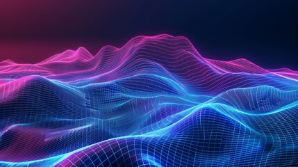 Fototapeta premium 80s Retro Sci-Fi abstract background. Abstract futuristic landscape 1980s style.