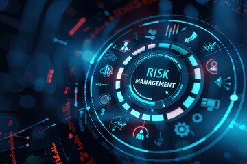 Fototapeta premium Business Risk Management concept. Virtual screen icon background