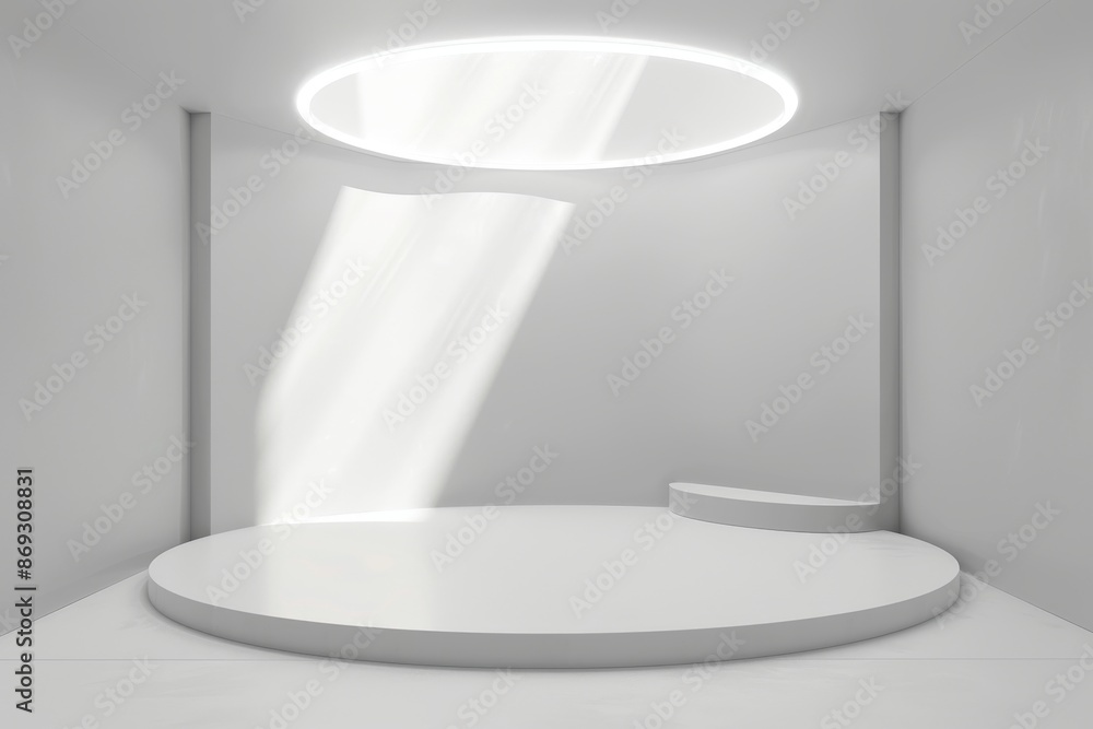 Poster White background with abstract futuristic architecture and minimal technology