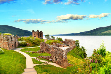 Urquhart Castle is a ruined castle that sits beside Loch Ness in the Highlands of Scotland. © Victor