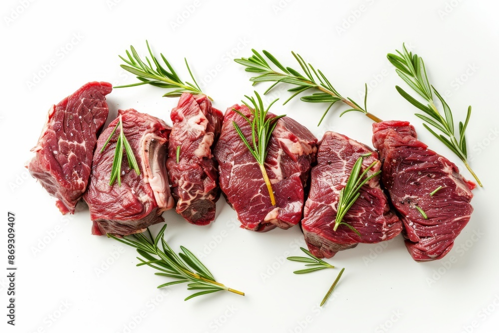 Wall mural The raw meat or beef steak for cooking and grilling is isolated on a transparent png background, as ingredients for food preparation.