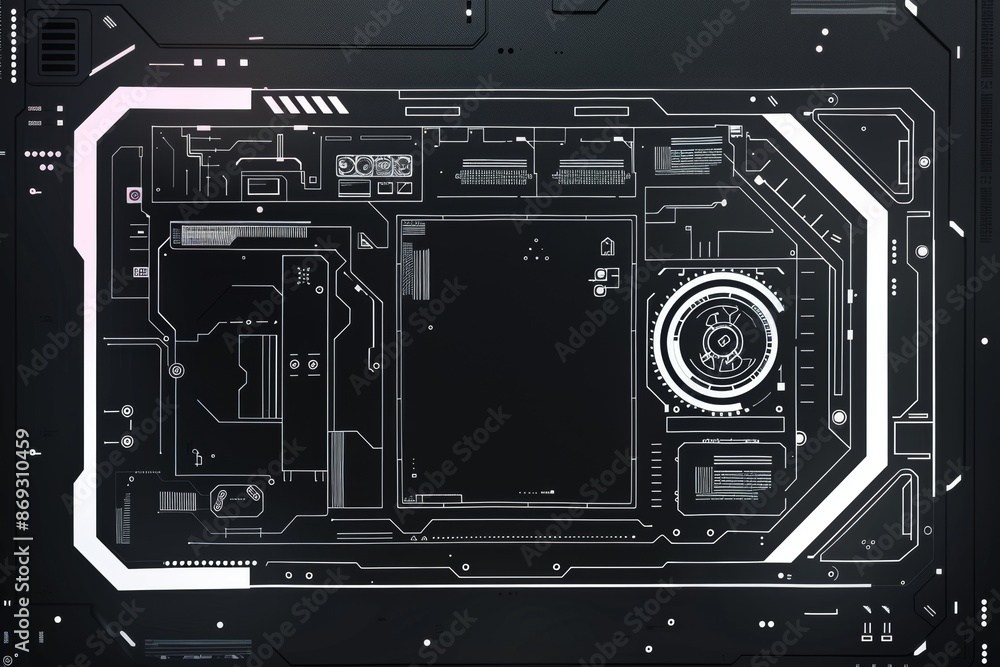 Poster modern graphic design template of futuristic cyberpunk sci fi interface elements