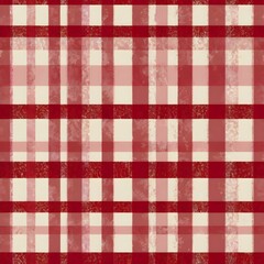 Retro groovy Christmas checkerboard festive winter holidays seamless pattern digital paper repeating background for wrapping paper, stationery, fabric, wallpaper. Red and pink colors Gerenative AI
