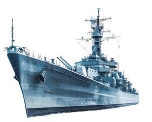 Modern Warship: Powerful Navy Vessel at Sea  on white background