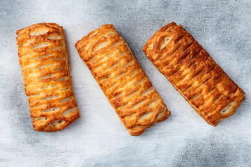 Golden Puff pastry stuffed with sausage and cheese