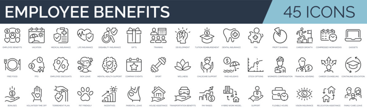 Set of 45 outline icons related to politics. Linear icon collection. Editable stroke. Vector illustration