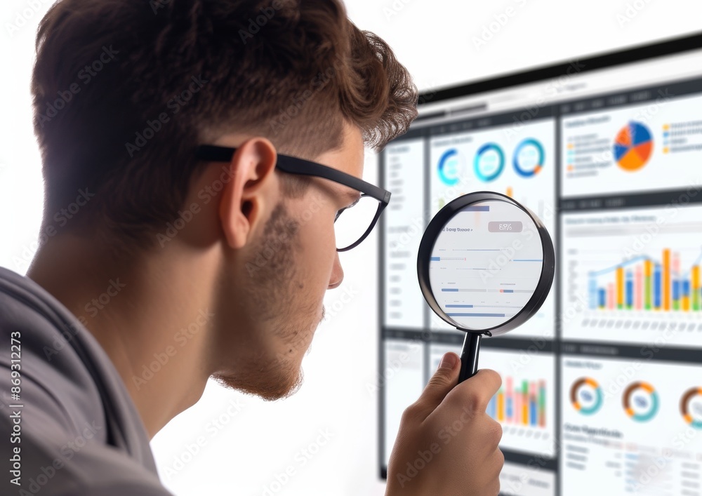 Aufkleber data analyst. business analysis, graph analysis and statistics concept. monitor and analyze digital 