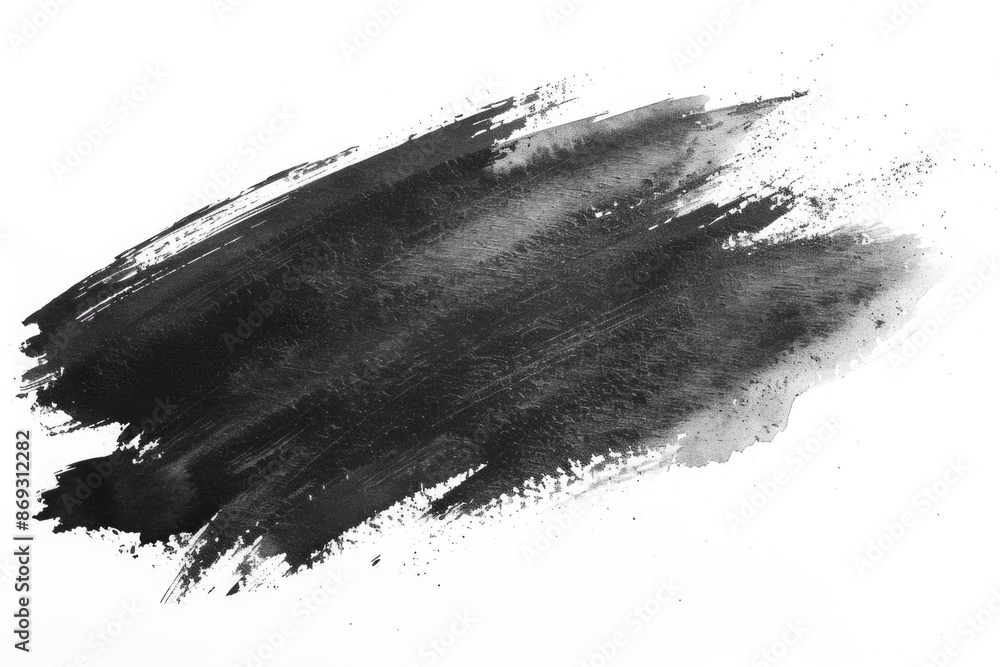 Poster A close-up view of a brush stroke in black and white, with varying textures and patterns
