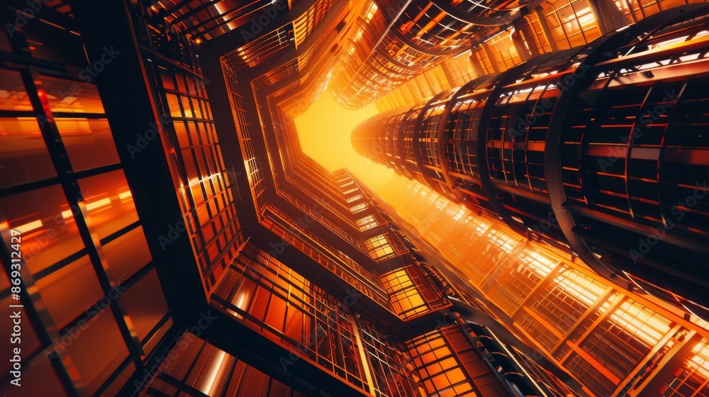 Poster spaceship tunnel vj. sci-fi futuristic space corridor. 3d rendering.