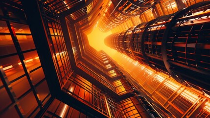 Spaceship tunnel VJ. Sci-Fi futuristic space corridor. 3D rendering.