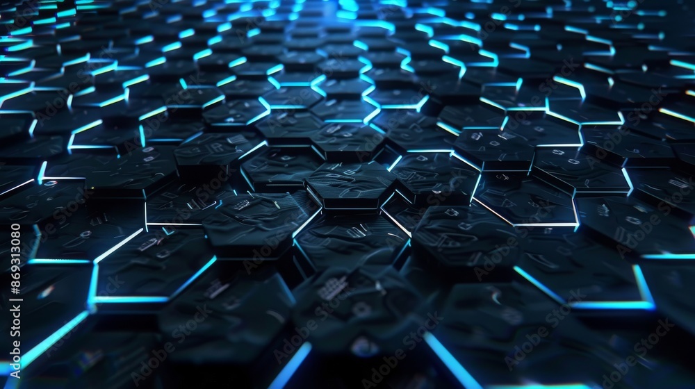 Poster a futuristic surface concept with hexagons. modern sci-fi technology background with hexagons.