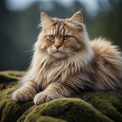 Obraz premium Portrait of beautiful cat exploring. Generative Ai