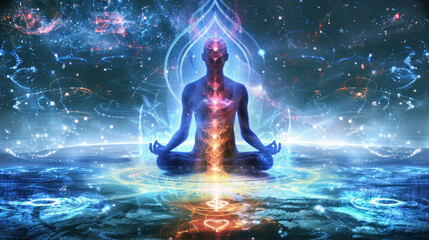 Meditation within sacred cosmic light and energies