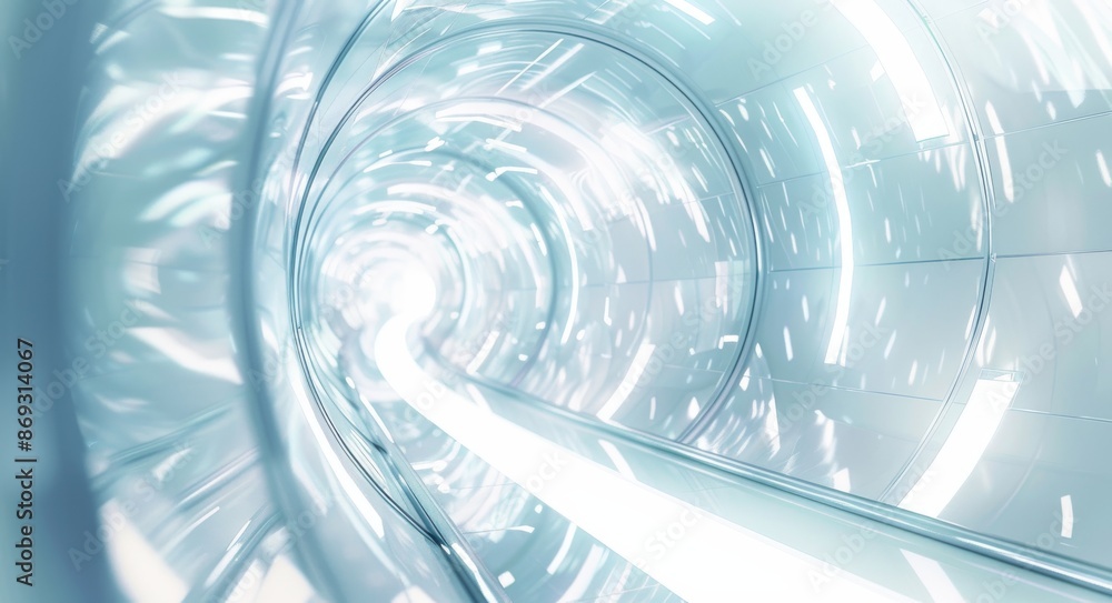Poster a futuristic design spaceship interior on a blue background. a 3d rendering of an abstract sci-fi sp