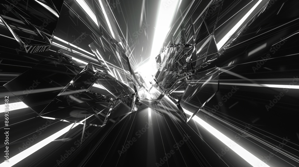 Poster 3d rendering. abstract sci-fi tunnel. futuristic motion graphics, high tech background. time warp po