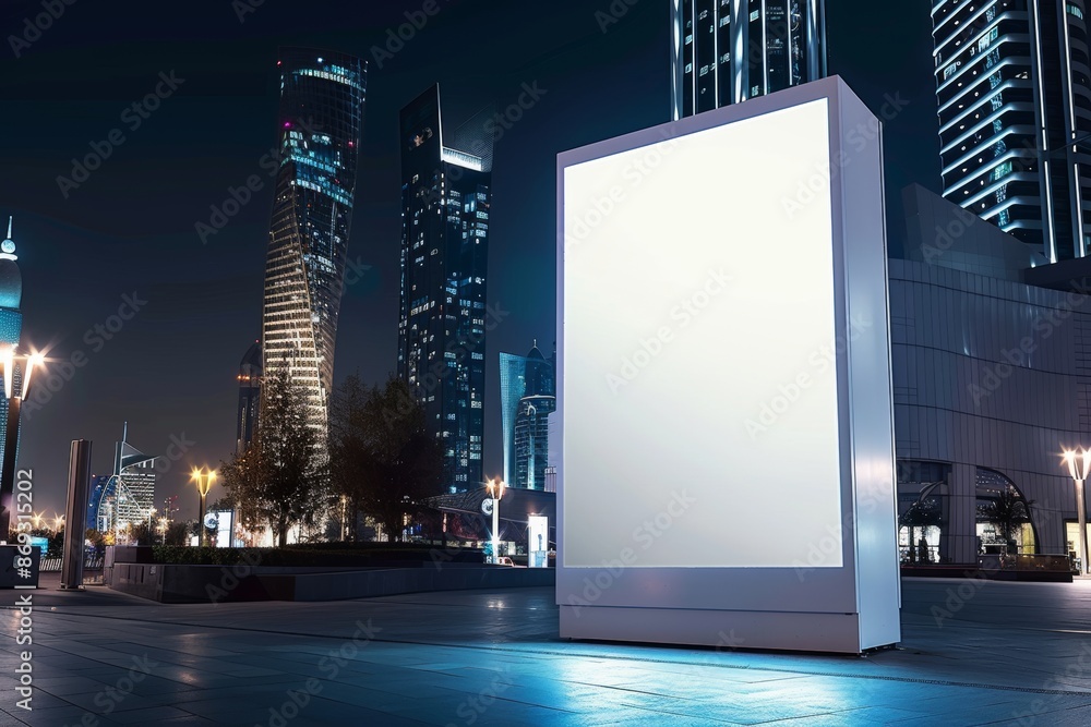 Poster mockup of a empty blank white outer space planet billboard generated using ai