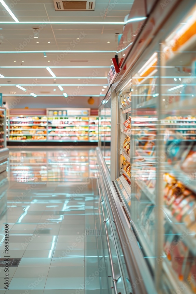 Poster A store filled with various types of food, suitable for use in editorial or commercial contexts