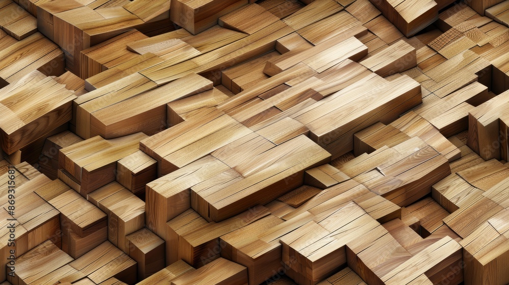Poster a close-up image of abstractly arranged wooden planks, revealing intricate grain patterns seamless p