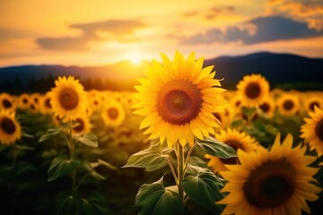 Fototapeta premium Sunflower sunflower landscape field.