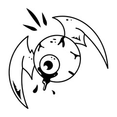 A hand drawn style icon of halloween eye