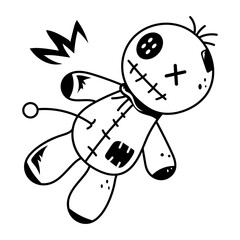 A voodoo doll hand drawn style icon 