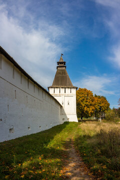 Landscape with a picturesque view of the walls of the Borovsky Monastery