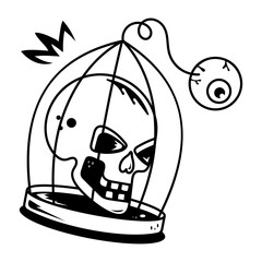 A halloween cage icon designed in hand drawn style 
