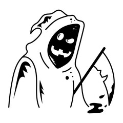 A hand drawn style icon of grim reaper  