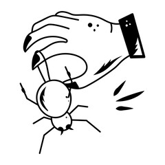A scary hand icon designed in sketchy style 