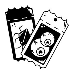 A hand drawn style icon of halloween tickets 