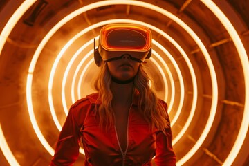 Image of futuristic woman in tunnel with visor