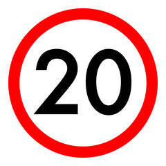 Speed limit 20 round road traffic icon flat design for project vector
