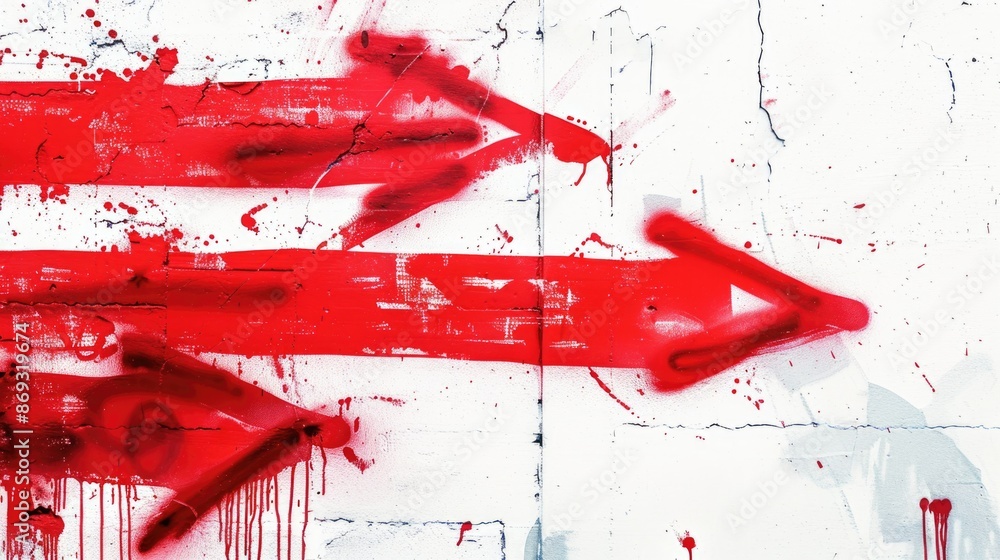 Poster a simple red arrow painted on a white background