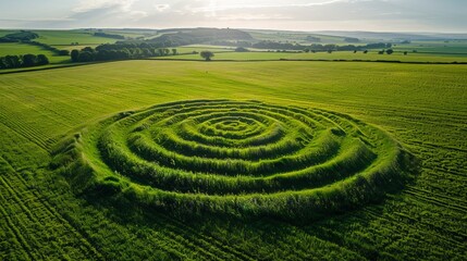 Naklejka premium In 2024, mysterious crop circles appeared in a field in Wiltshire, England.