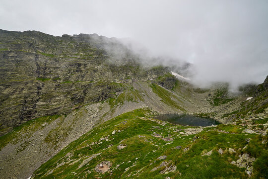 Landscape with Caltun Glacial Lake From Fagaras Mountains Romania