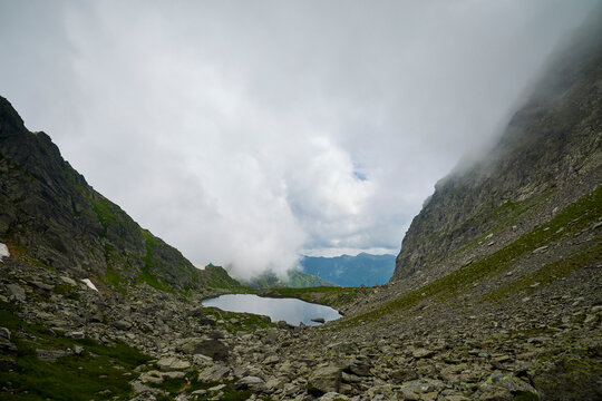 Landscape with Caltun Glacial Lake From Fagaras Mountains Romania