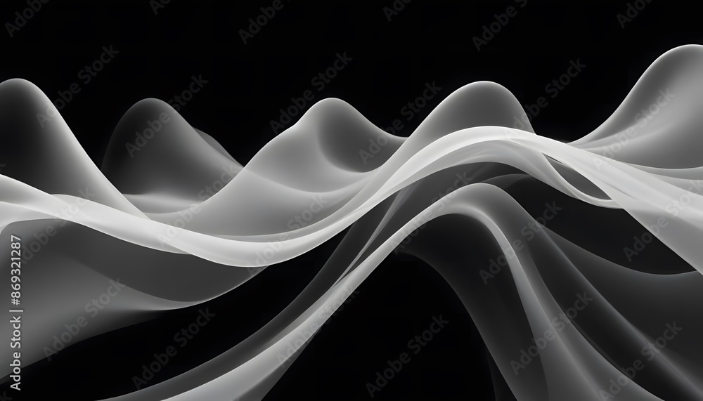 Poster 3d black geometric abstract background overlaps layer on dark space with wave shape decoration. mini