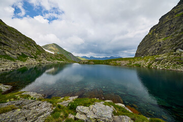 Landscape with Caltun Glacial Lake From Fagaras Mountains Romania