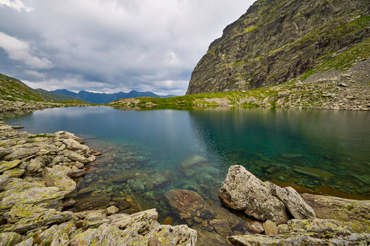 Landscape with Caltun Glacial Lake From Fagaras Mountains Romania