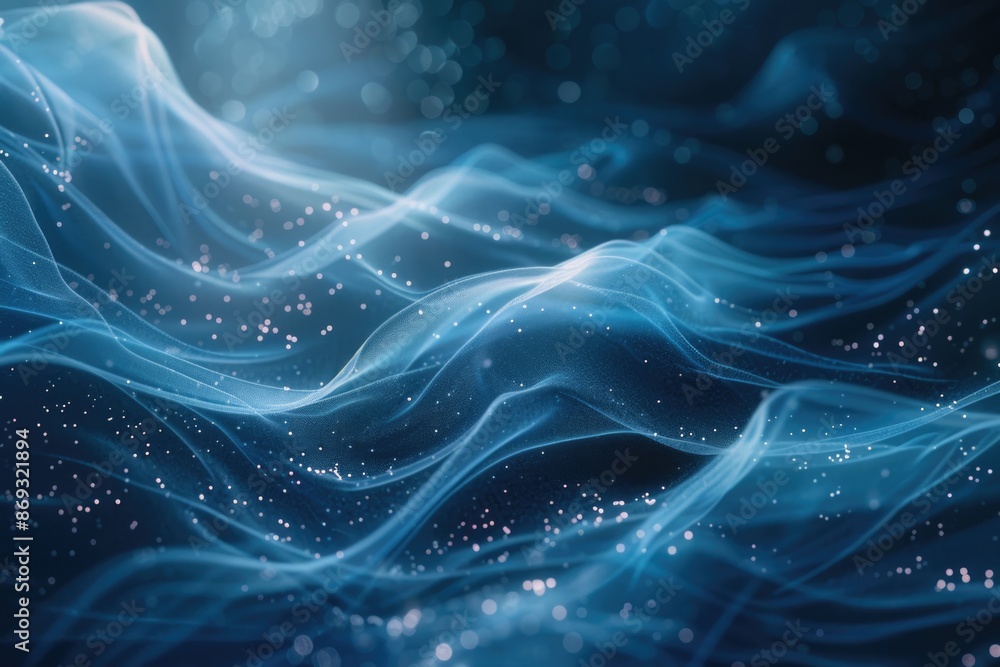 Poster a close-up shot of a wave of water with foam and light reflections