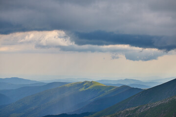 Landscape with the Fagarasi mountains in Romania on a summer day.