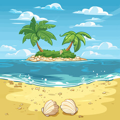 Beach cartoon illustration