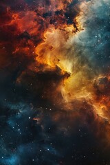 Fototapeta premium A vibrant and stunning picture of the cosmos featuring bright stars against a kaleidoscope of colors