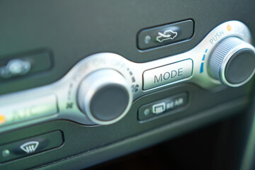 Interior of a modern car, close-up view of the buttons